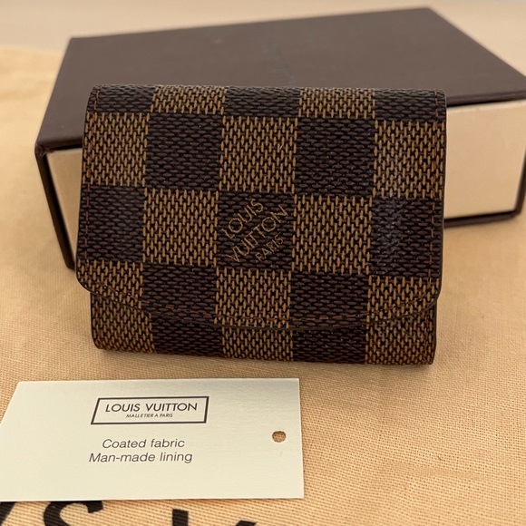 Louis Vuitton Damier Ebene Cufflink Earring Holder Dust bag Box Unisex COA EUC - Picture 1 of 17